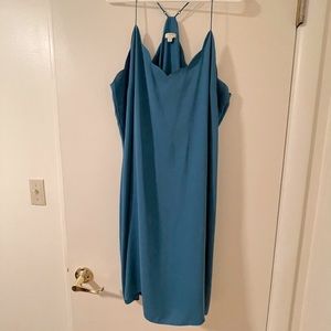 Teal J. Crew scalloped halter dress